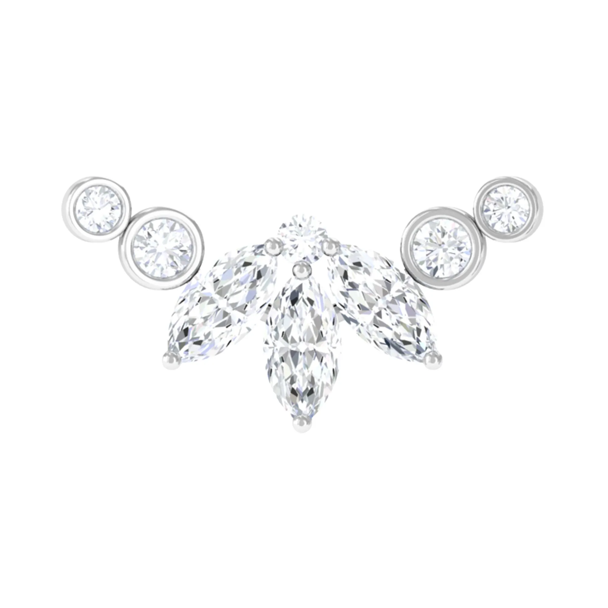 Marquise Diamond Crawler Earring for Cartilage Piercing