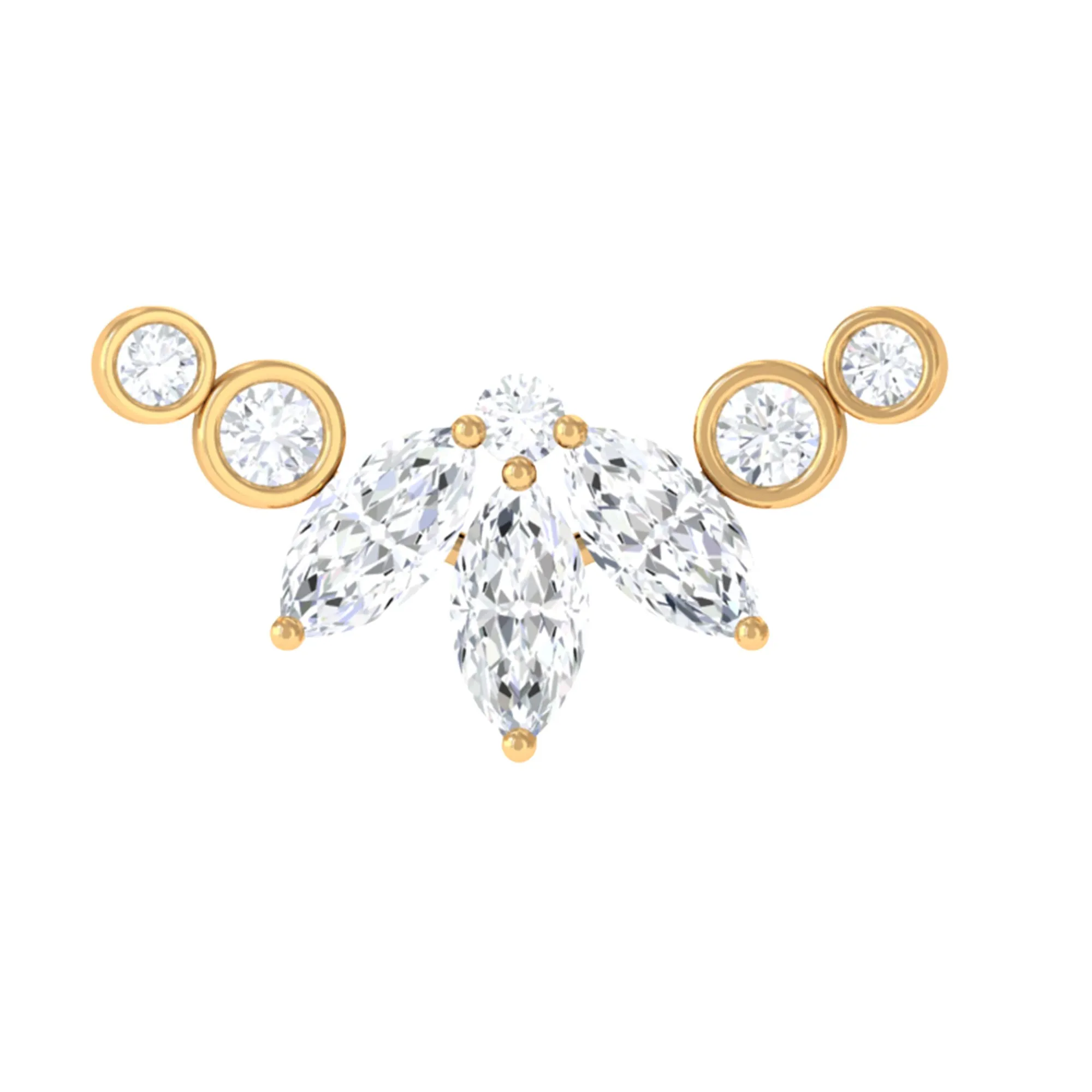 Marquise Diamond Crawler Earring for Cartilage Piercing