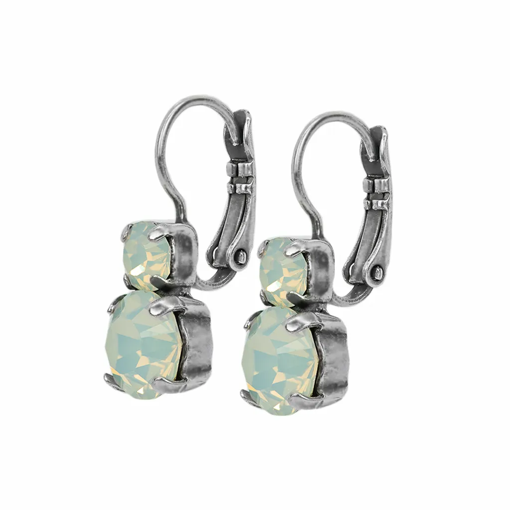 Medium Double Stone Earrings in White Opal *Custom*