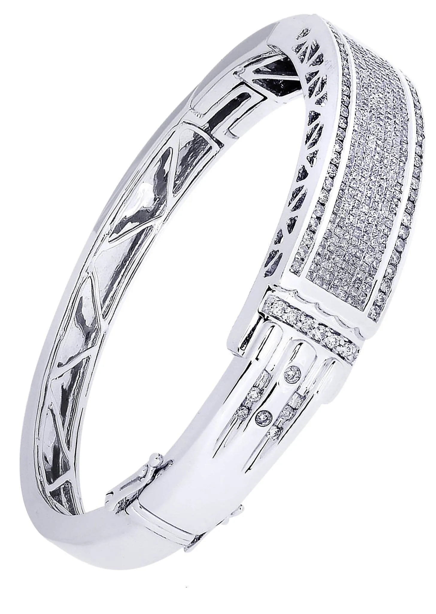 Mens Diamond Bangle White Gold| 3.6 Carats| 47.18 Grams