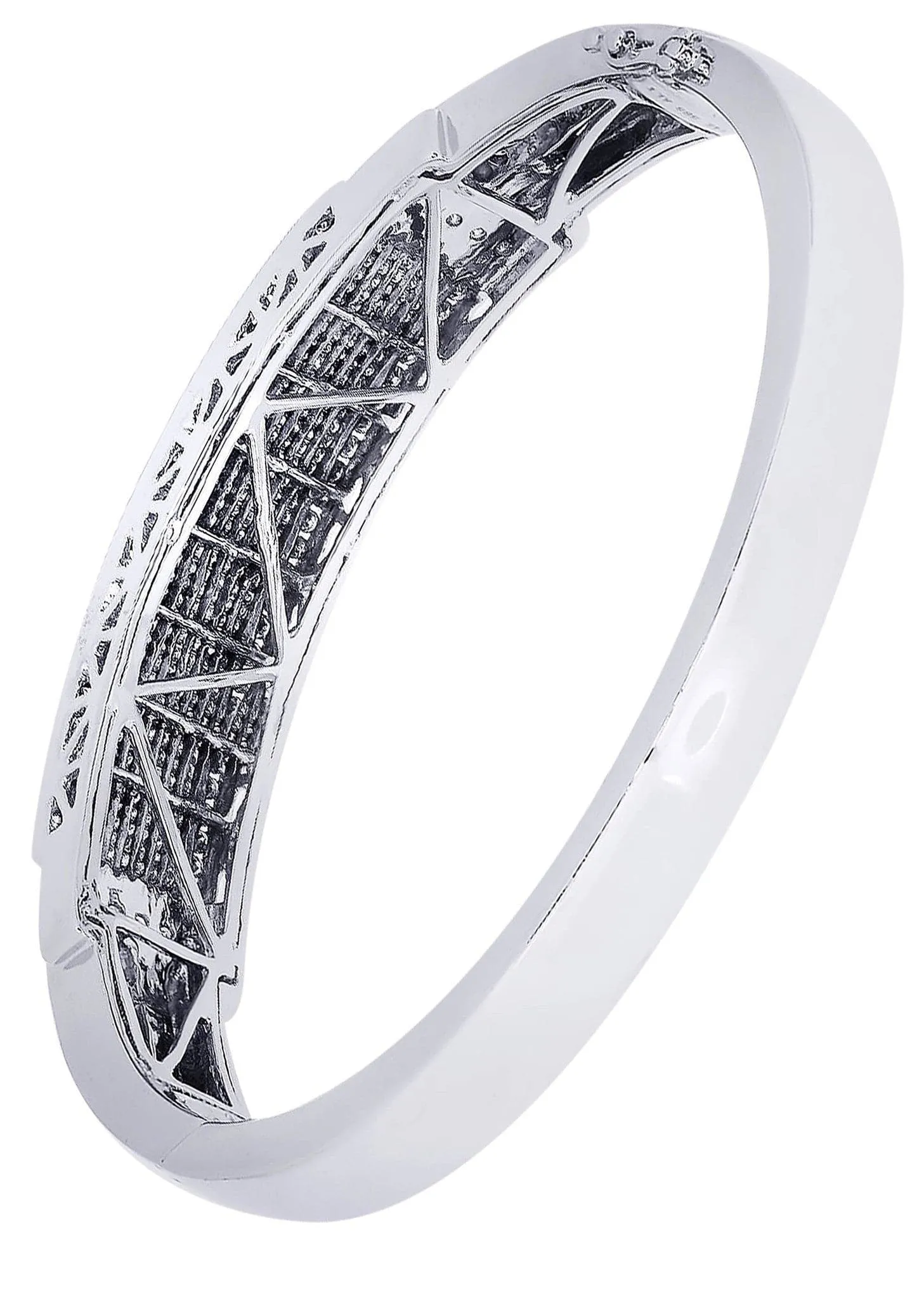 Mens Diamond Bangle White Gold| 3.6 Carats| 47.18 Grams