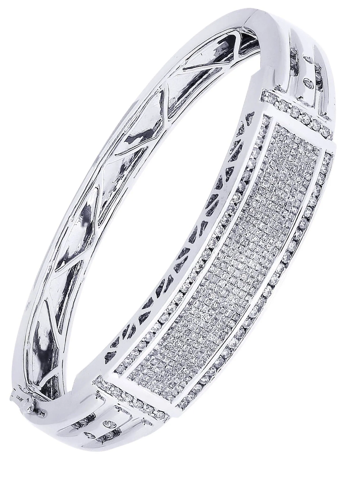 Mens Diamond Bangle White Gold| 3.6 Carats| 47.18 Grams