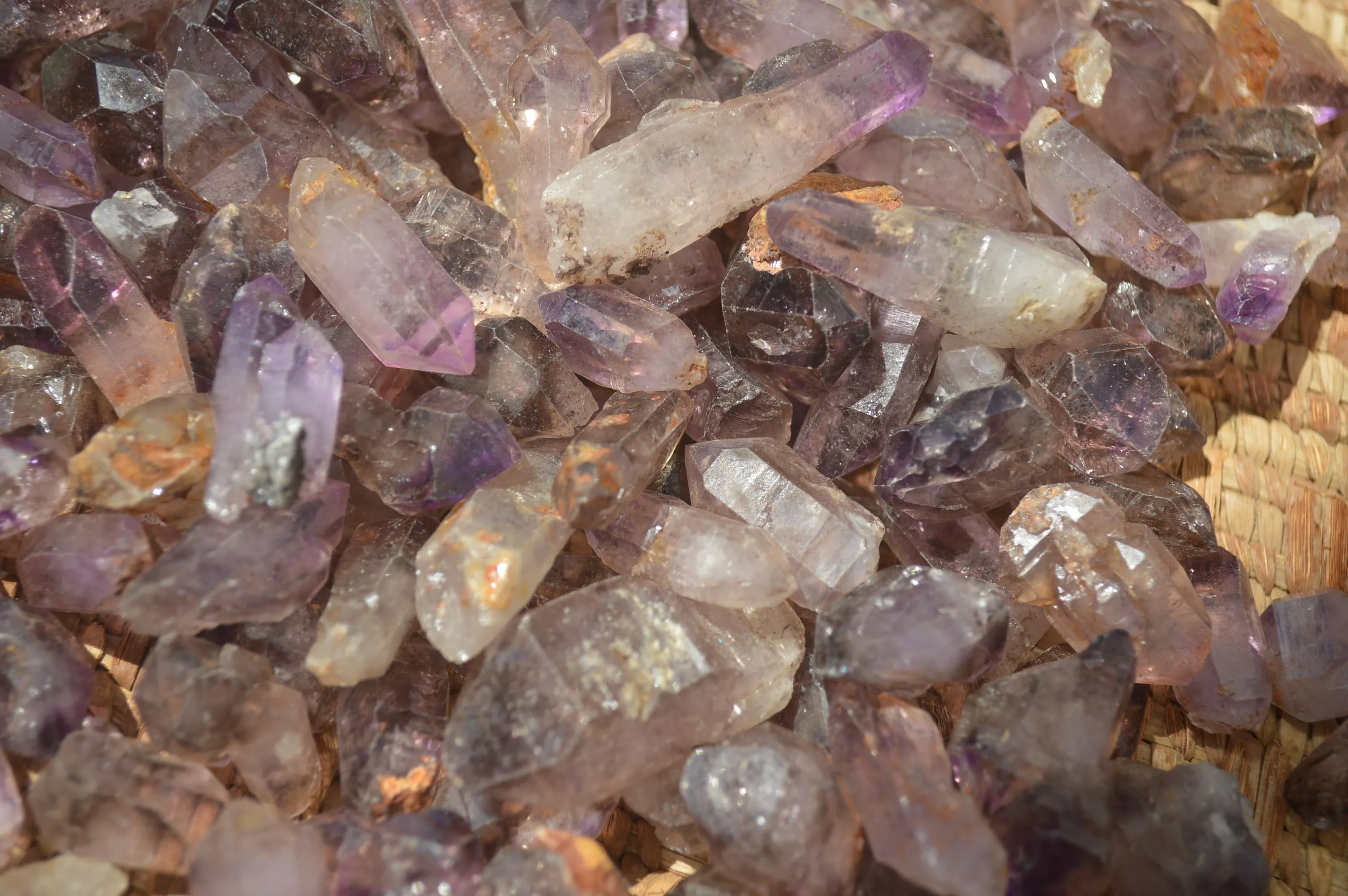 Natural Smokey Window Amethyst Crystals x 0.5 Kg Lot From Chiredzi, Zimbabwe