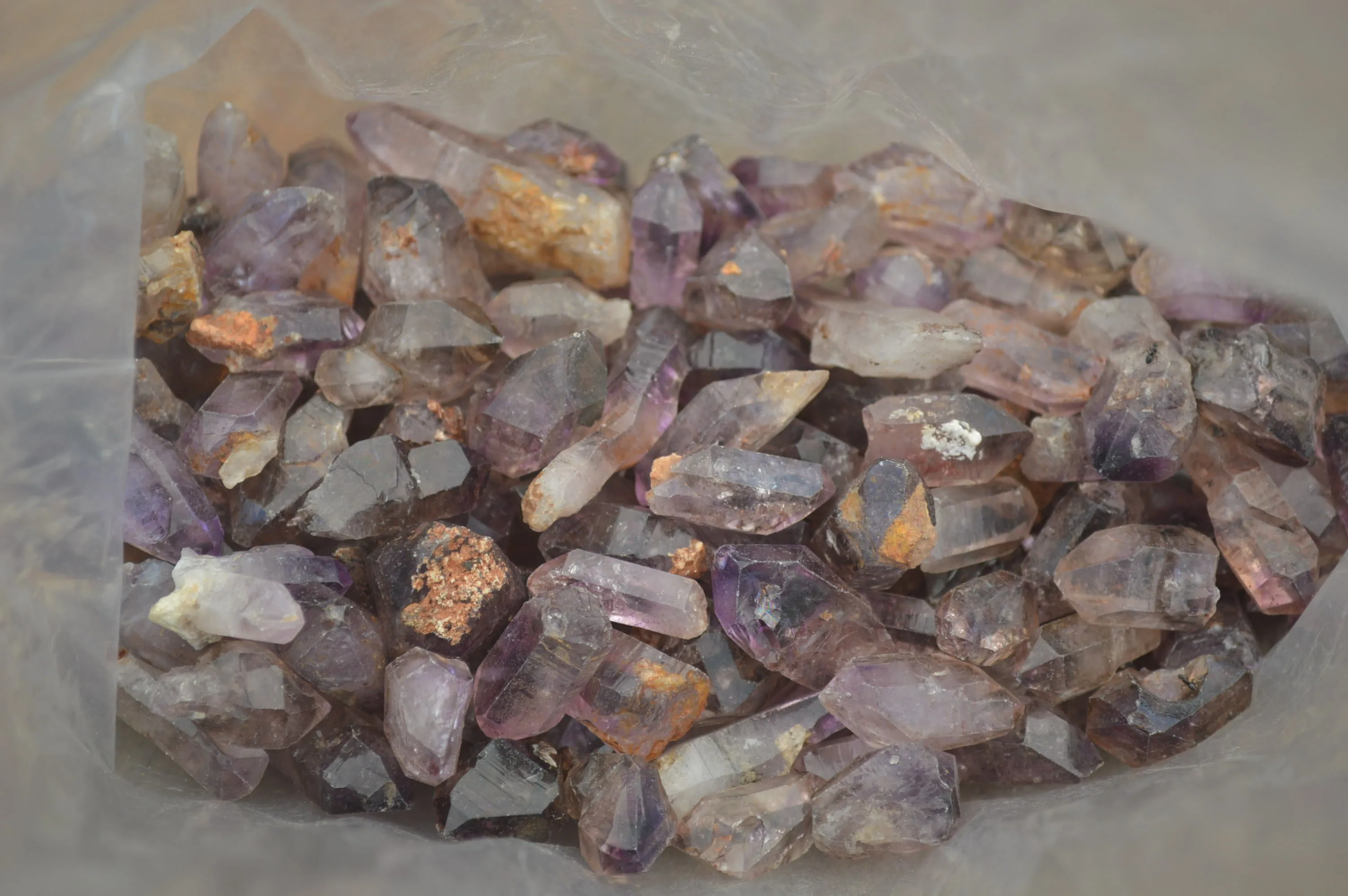 Natural Smokey Window Amethyst Crystals x 0.5 Kg Lot From Chiredzi, Zimbabwe