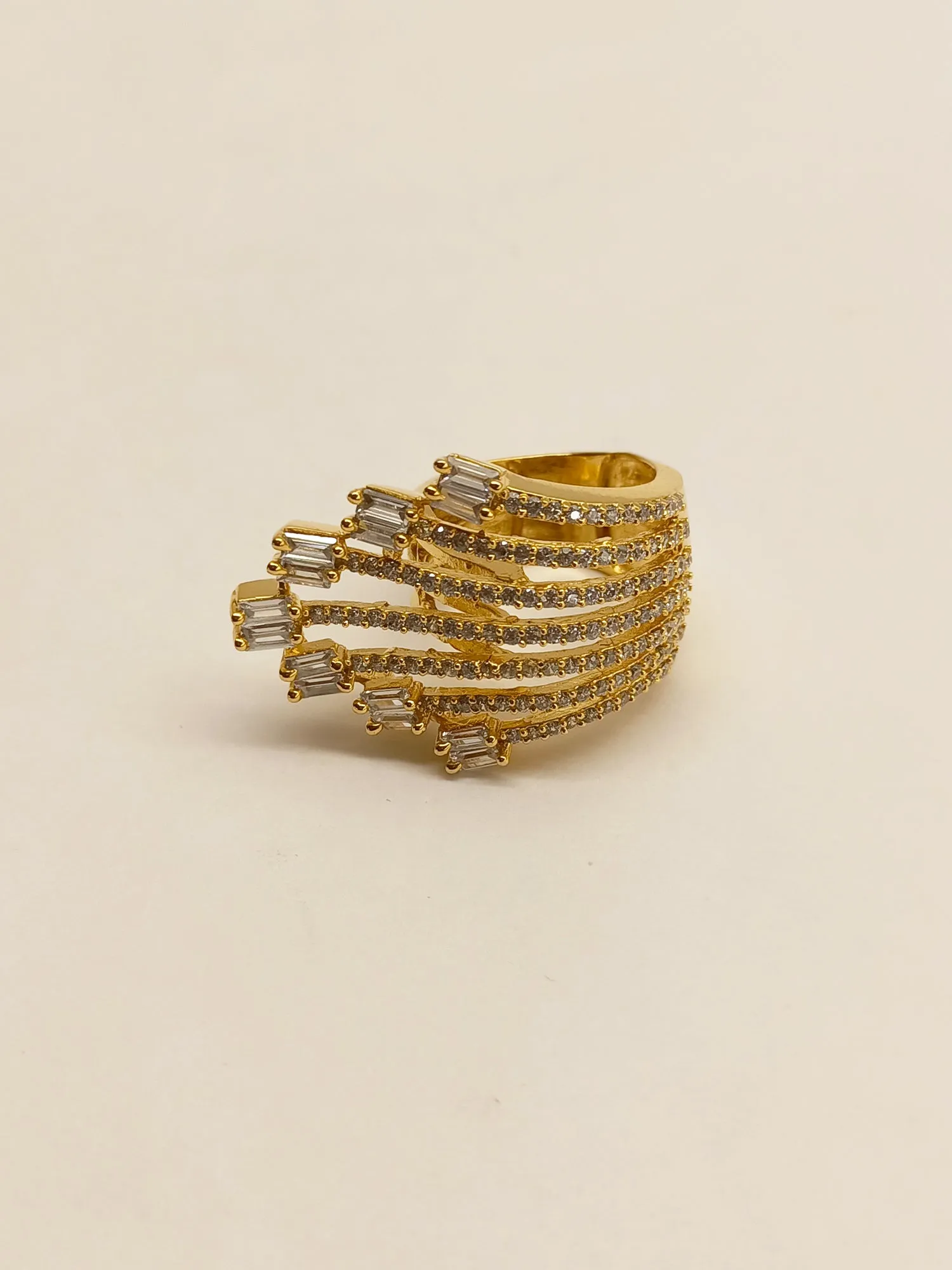 Naveena Golden Tone American Diamond Finger Ring