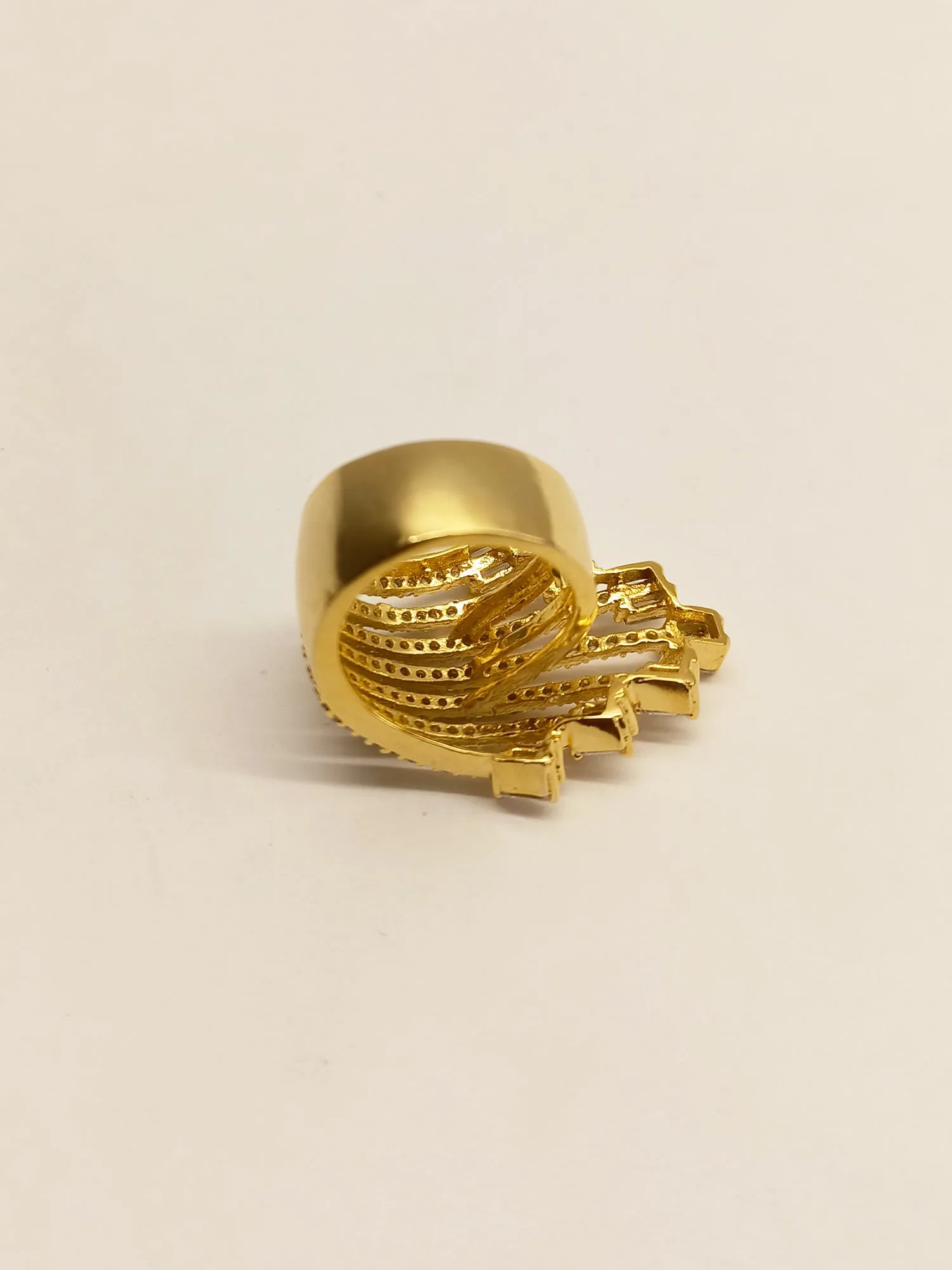 Naveena Golden Tone American Diamond Finger Ring