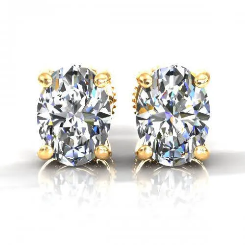 No risk 0.80CT Diamond Stud Earrings in 14KT Yellow Gold