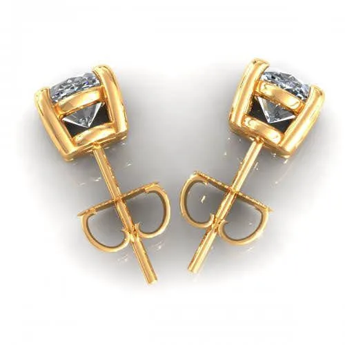 No risk 0.80CT Diamond Stud Earrings in 14KT Yellow Gold