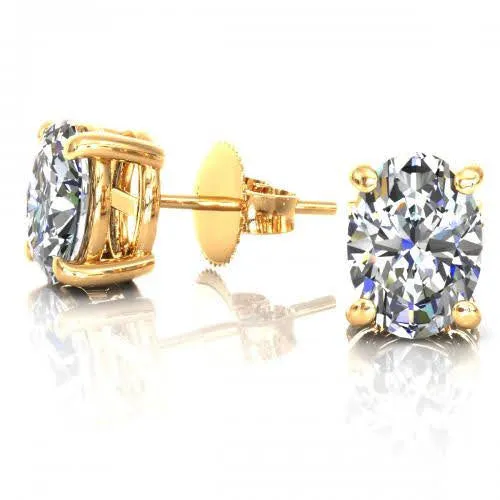 No risk 0.80CT Diamond Stud Earrings in 14KT Yellow Gold