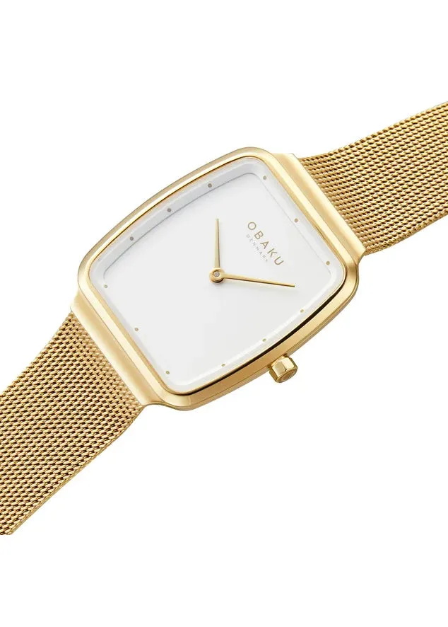 OBAKU TERN LILLE GOLD MESH BRACELET SILVER DIAL V267LXGIMG