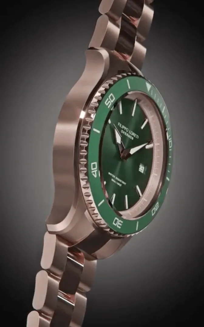 Okeanos Rose Gold Green Link