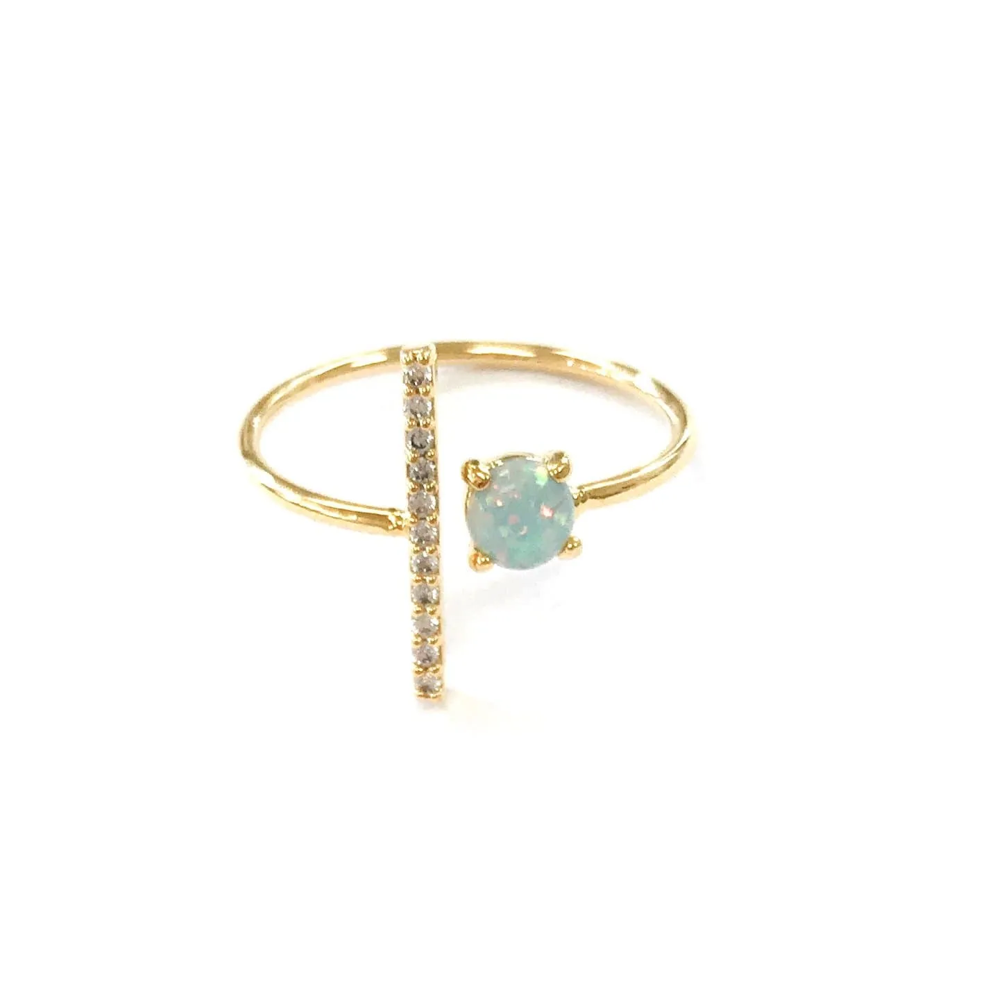 Opal CZ Bar Ring