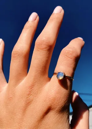 Opal Hammered Gold Ring