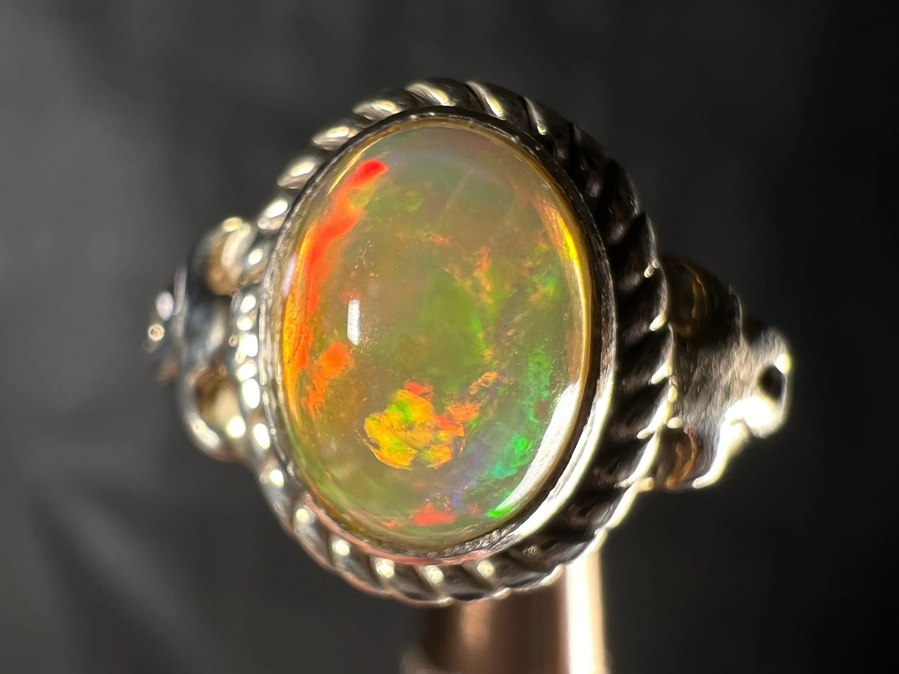 OPAL RING - Sterling Silver, Size 5.5 - Ethiopian Opal Rings for Women, Bridal Jewelry, Welo Opal, 51739