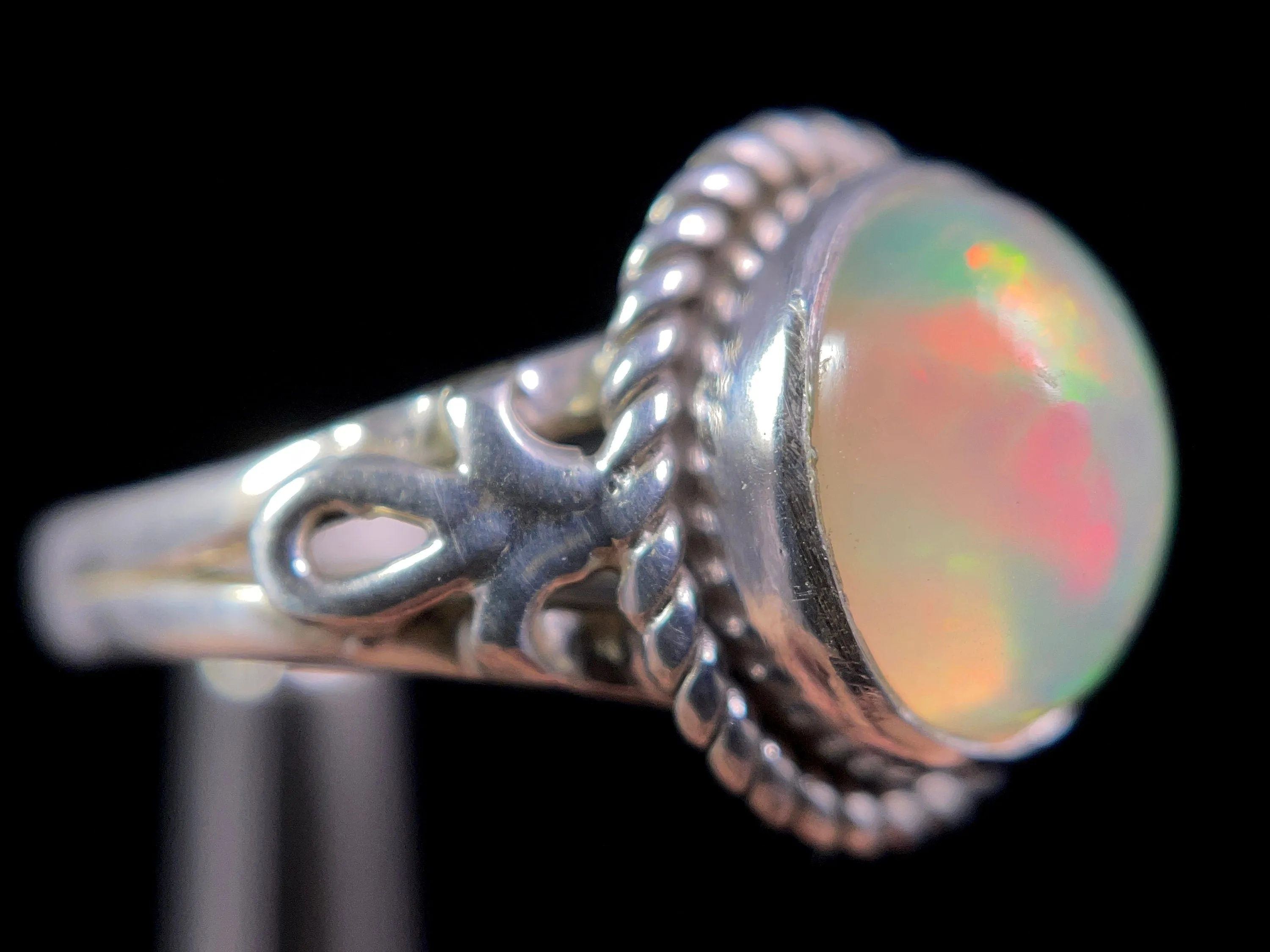 OPAL RING - Sterling Silver, Size 7 - Ethiopian Opal Rings for Women, Bridal Jewelry, Welo Opal, 49211