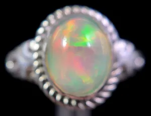 OPAL RING - Sterling Silver, Size 7 - Ethiopian Opal Rings for Women, Bridal Jewelry, Welo Opal, 49211