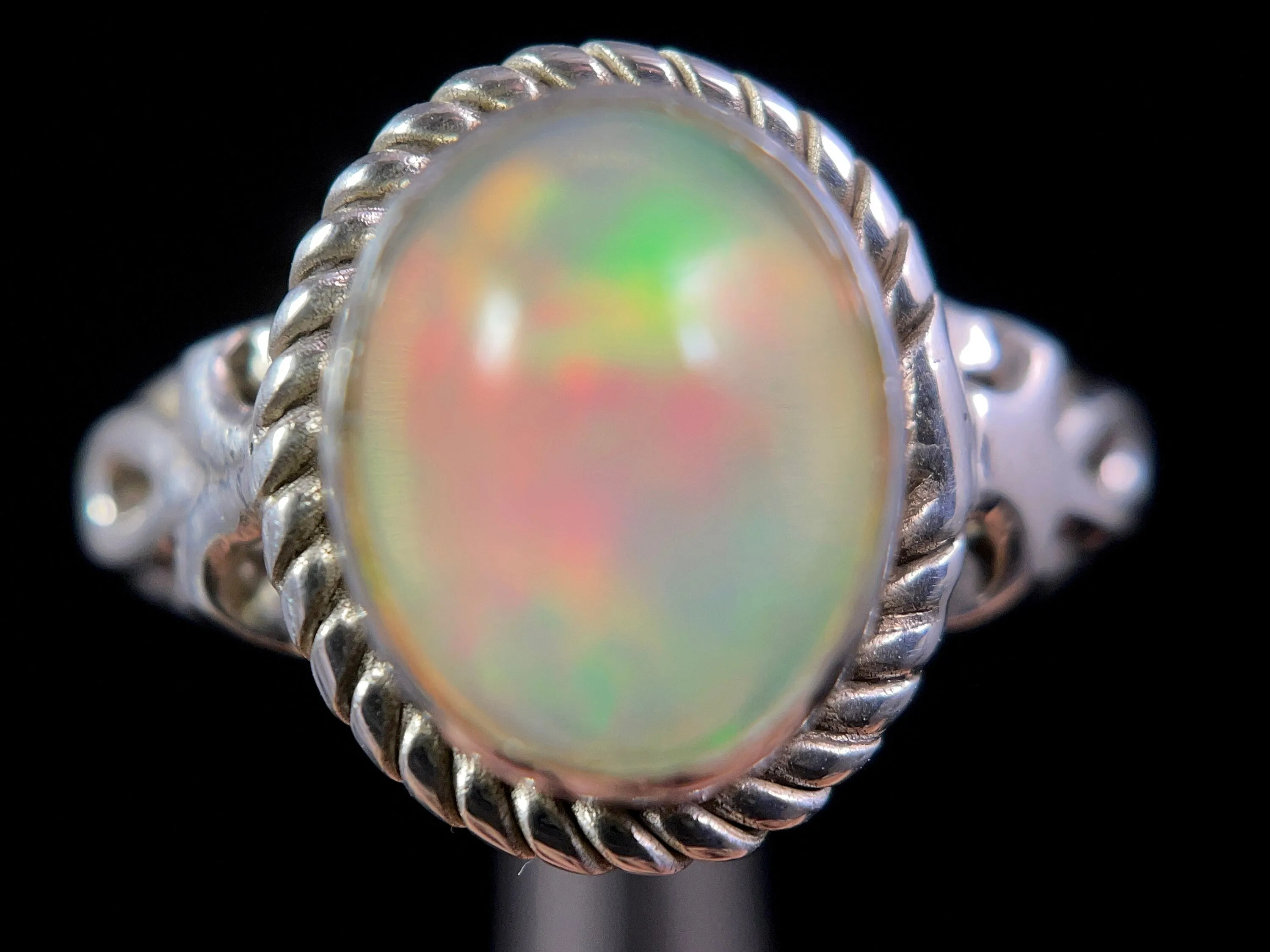 OPAL RING - Sterling Silver, Size 7 - Ethiopian Opal Rings for Women, Bridal Jewelry, Welo Opal, 49211