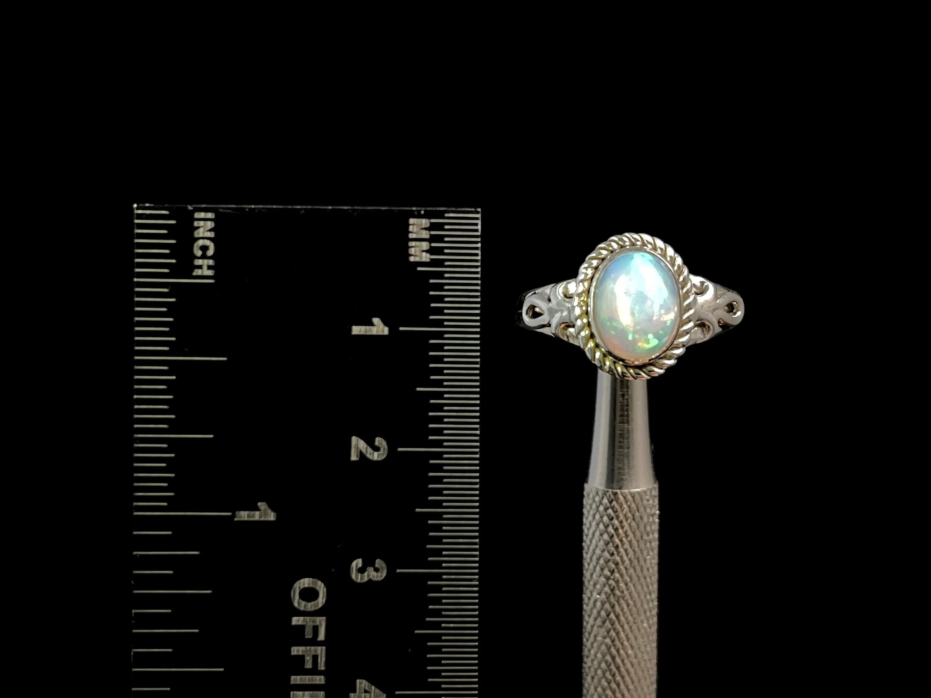 OPAL RING - Sterling Silver, Size 7.5 - Ethiopian Opal Rings for Women, Bridal Jewelry, Welo Opal, 49199