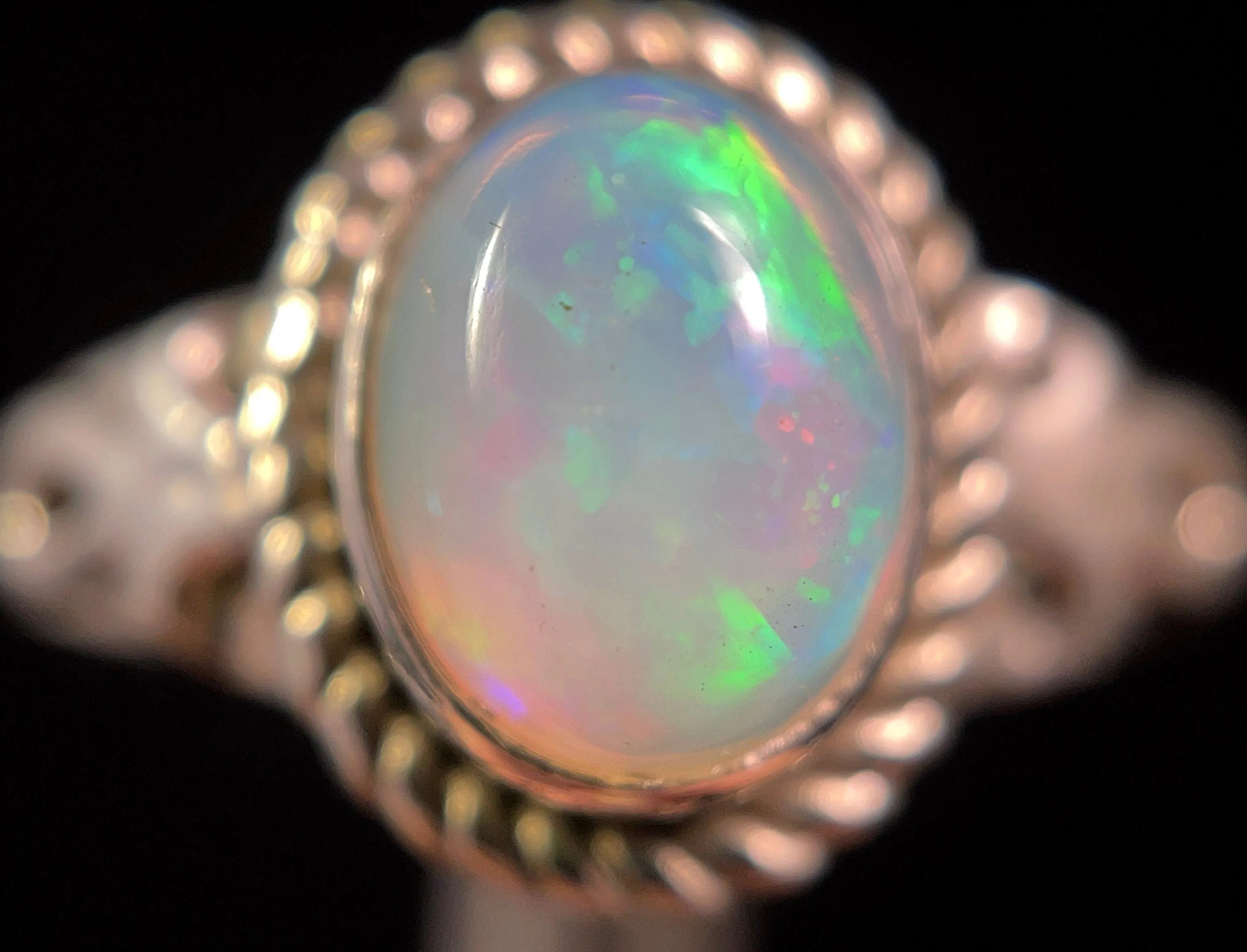 OPAL RING - Sterling Silver, Size 7.5 - Ethiopian Opal Rings for Women, Bridal Jewelry, Welo Opal, 49199