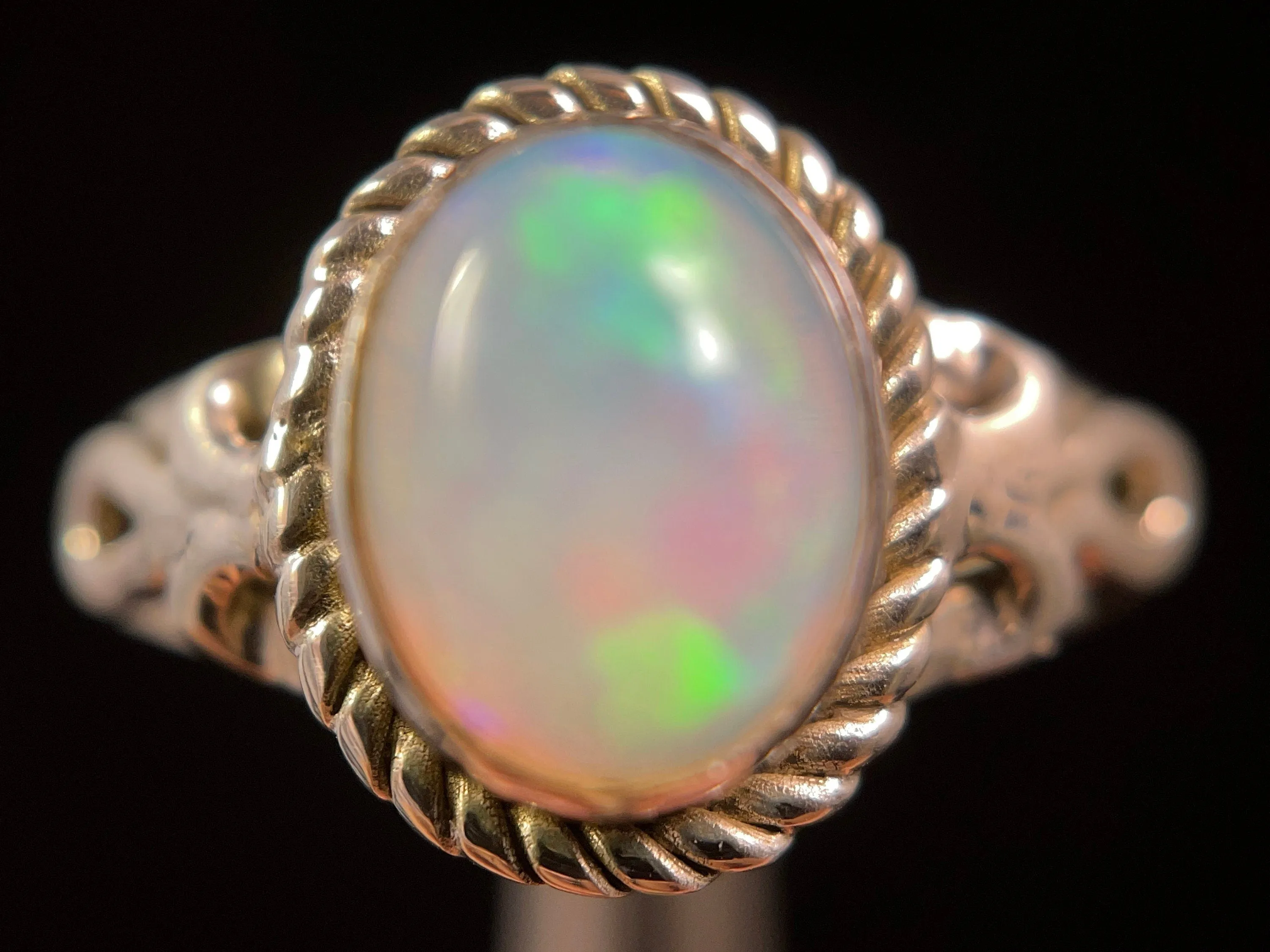 OPAL RING - Sterling Silver, Size 7.5 - Ethiopian Opal Rings for Women, Bridal Jewelry, Welo Opal, 49199