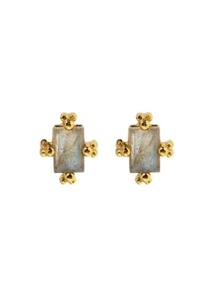 Organic Rectangle Labradorite Opal Stud Earring