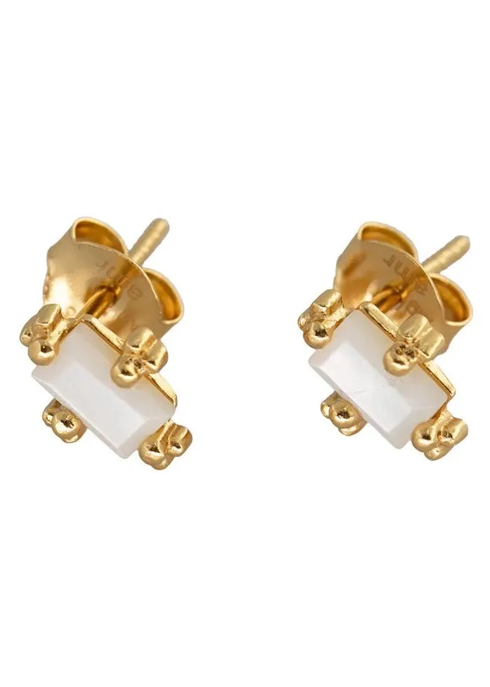 Organic Rectangle Mother Of Pearl Stud Earring