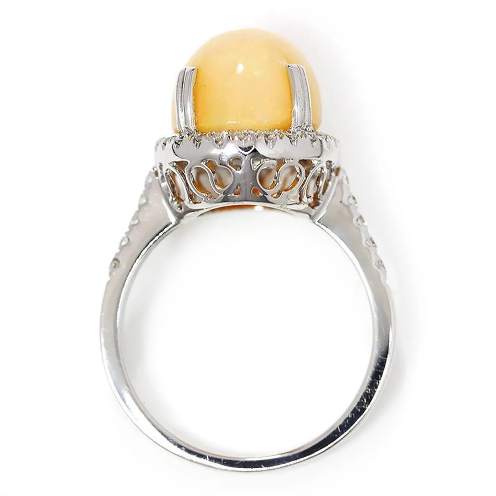 Oval Opal Halo Ring with Diamond Accents 18K 5.50ctw