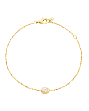 Oval Solitaire Diamond Bracelet - 14K Yellow Gold