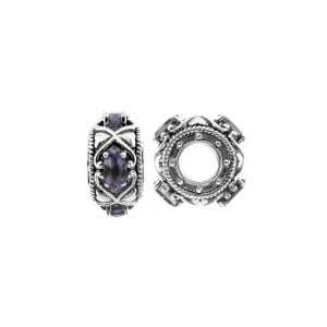 Oxidised Silver & Amethyst Charm S448A