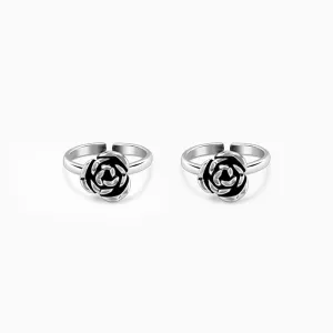 Oxidised Silver Rose Toe Rings