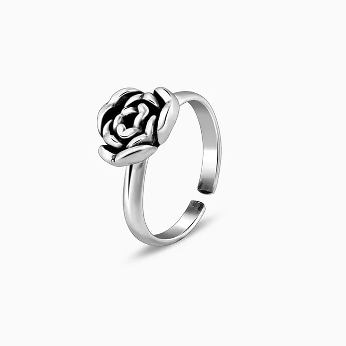 Oxidised Silver Rose Toe Rings