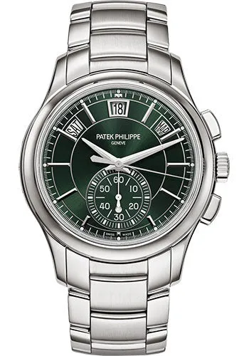 Patek Philippe Complications Flyback Chronograph Annual Calendar - Stainless Steel - Olive Green Dial - Stainless Steel Bracelet - 5905/1A-001