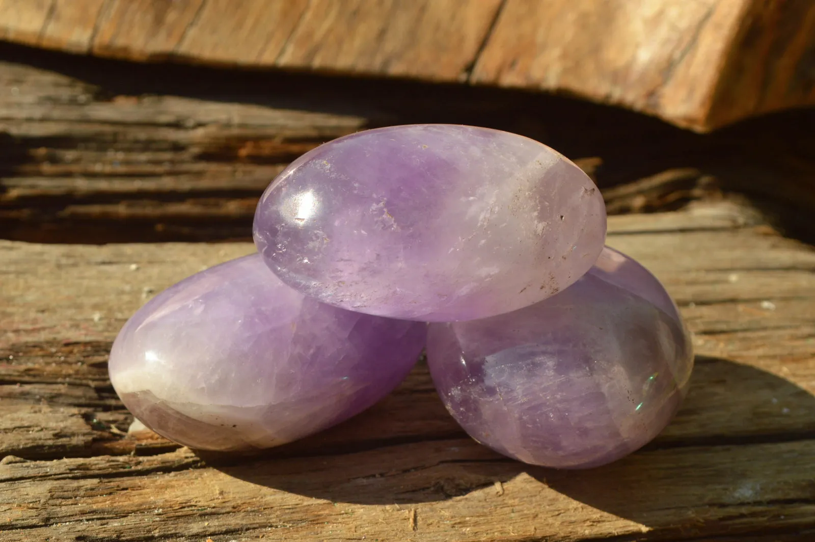 Polished Rare Gemmy Amethyst Galet - Palm Stones x 24 From Madagascar