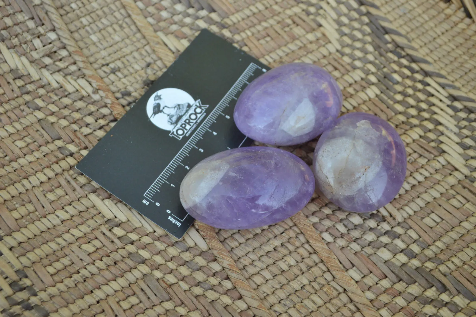 Polished Rare Gemmy Amethyst Galet - Palm Stones x 24 From Madagascar