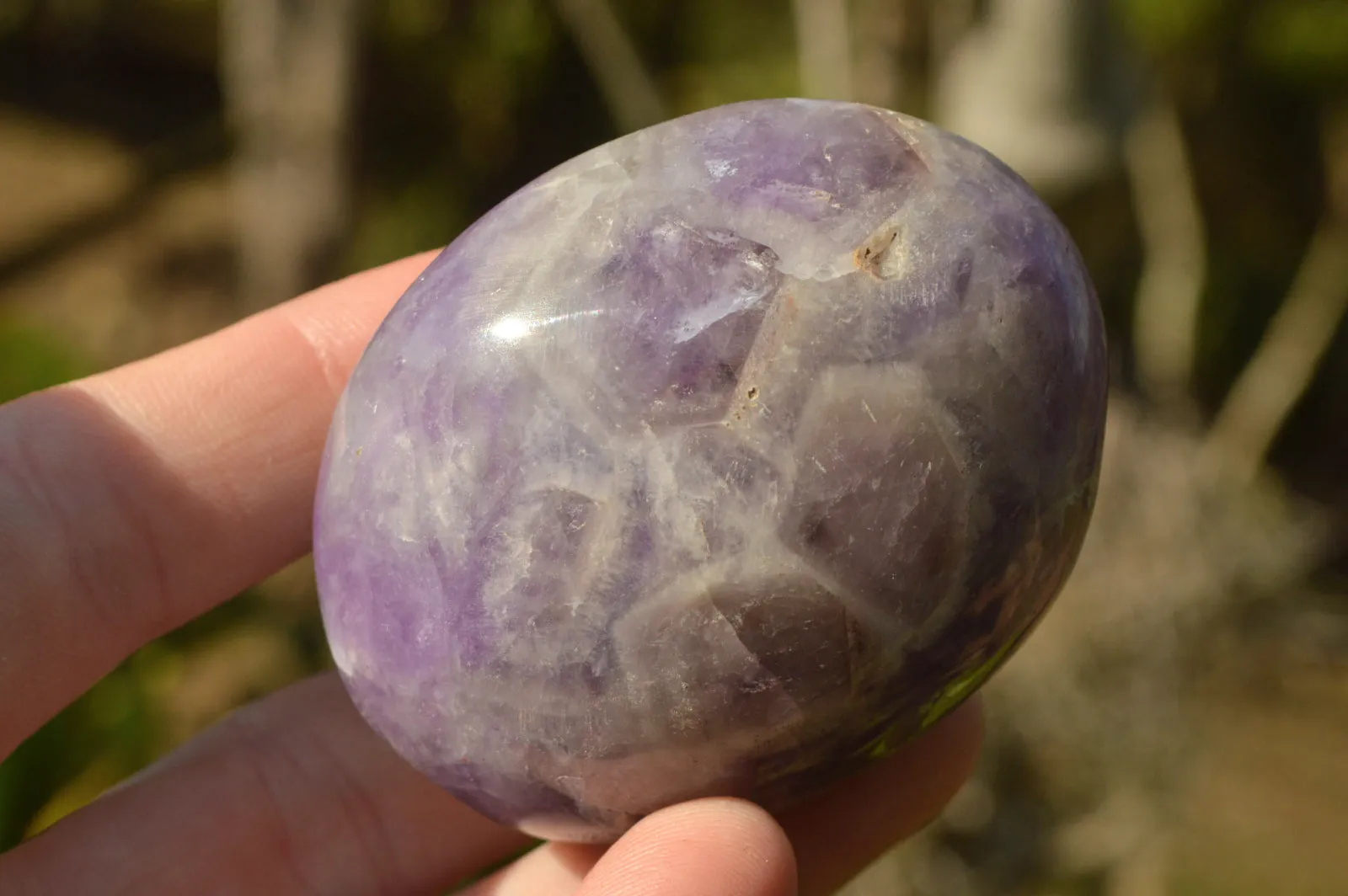 Polished Rare Gemmy Amethyst Galet - Palm Stones x 24 From Madagascar