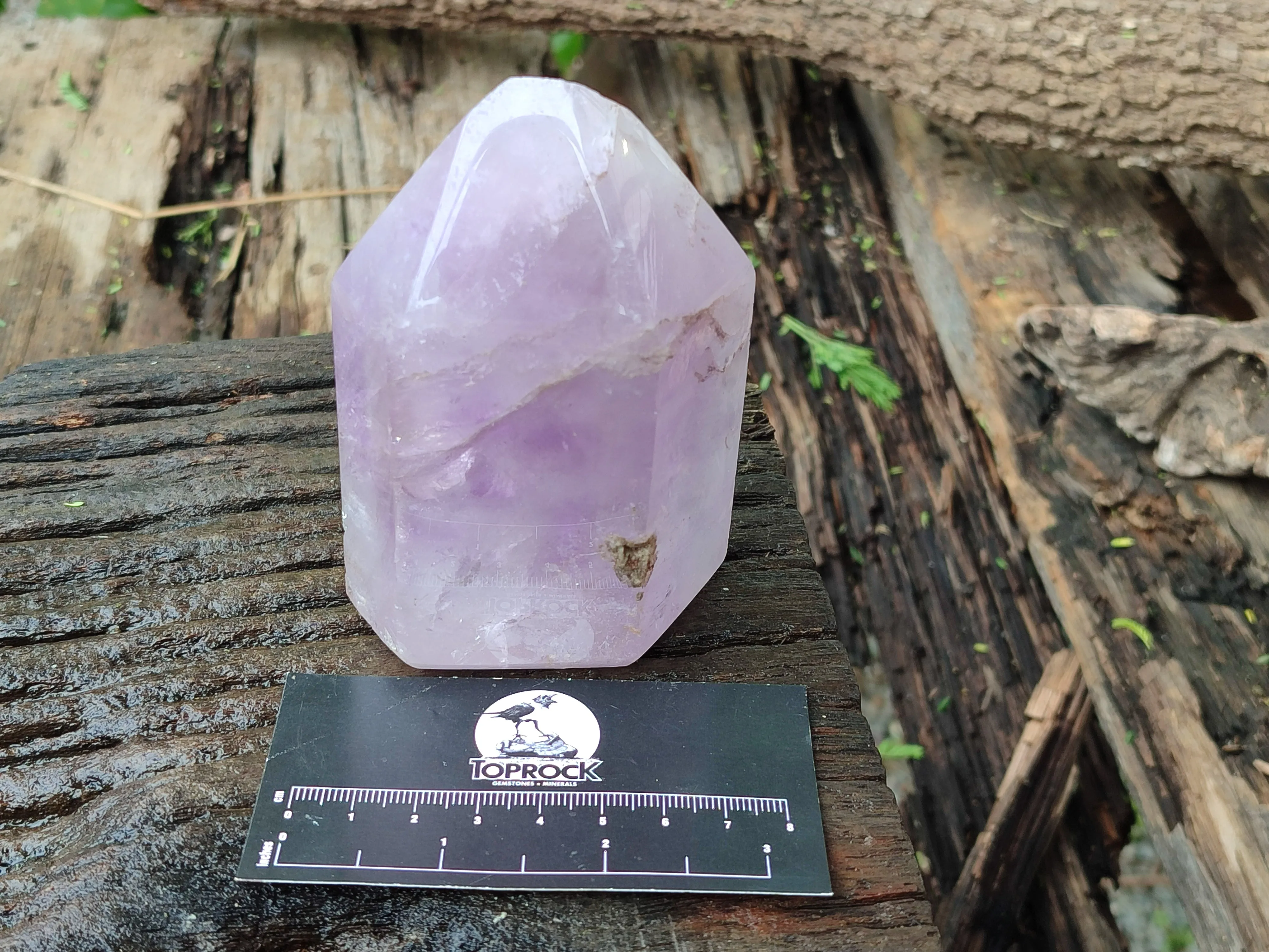 Polished Smokey Amethyst Window Quartz Point-Prism x 3 From Akansobe, Madagascar