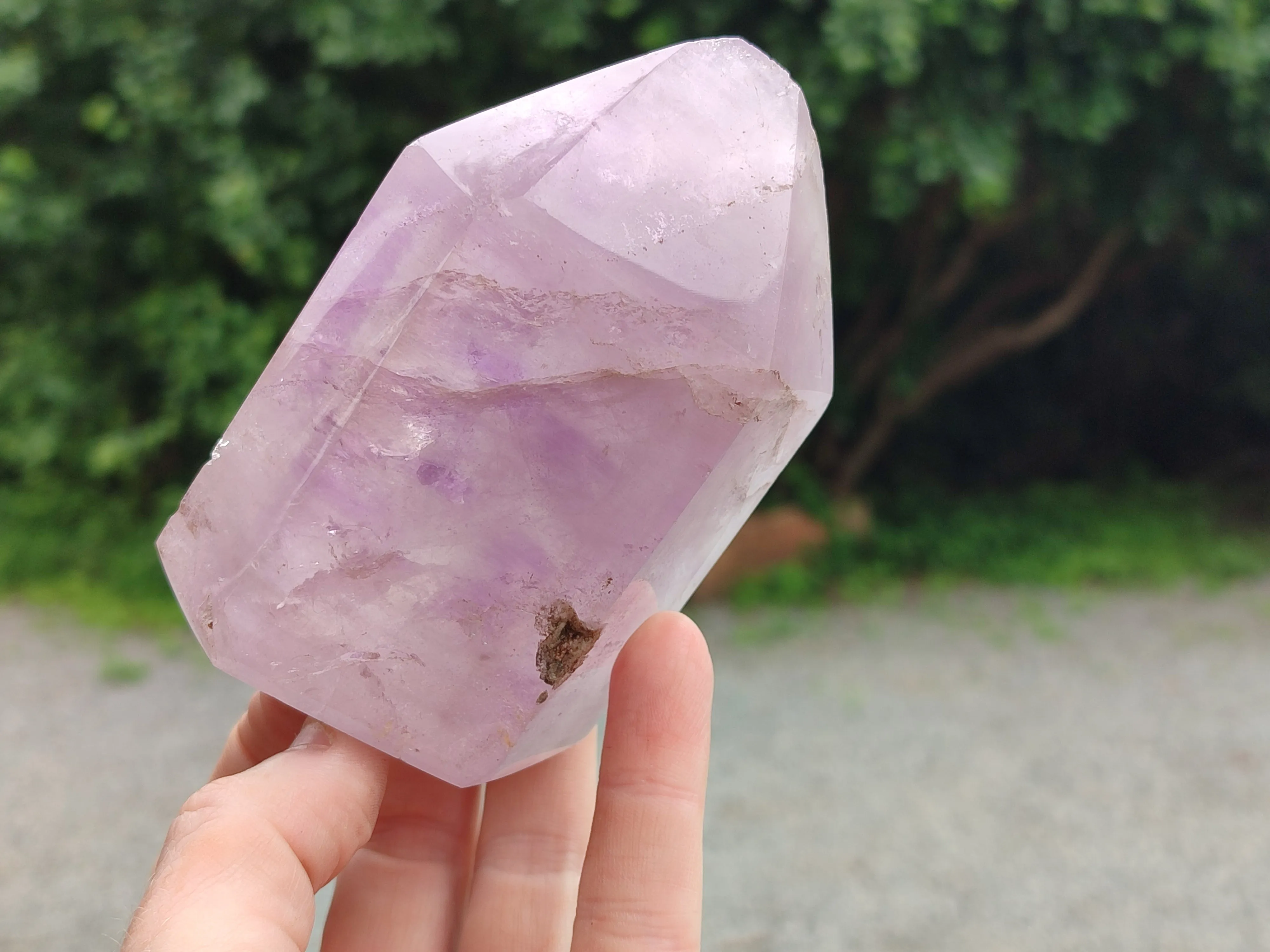 Polished Smokey Amethyst Window Quartz Point-Prism x 3 From Akansobe, Madagascar