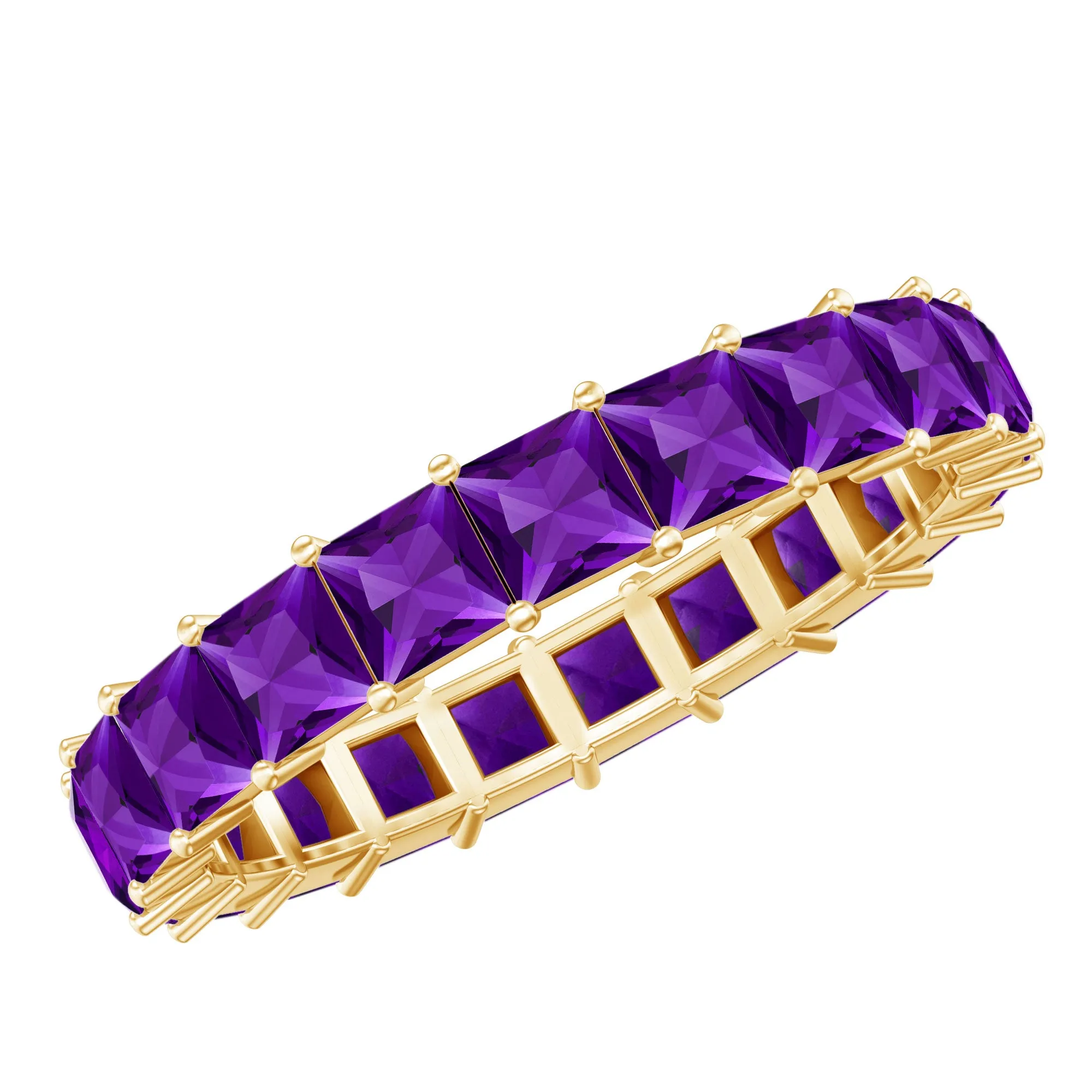 Princess Cut Real Amethyst Full Eternity Band Ring