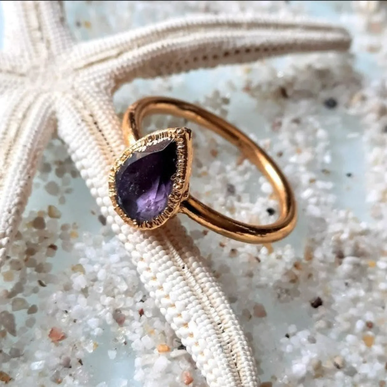 PURPLE HUES - HANDMADE ELECTROPLATED GOLD / COPPER RING