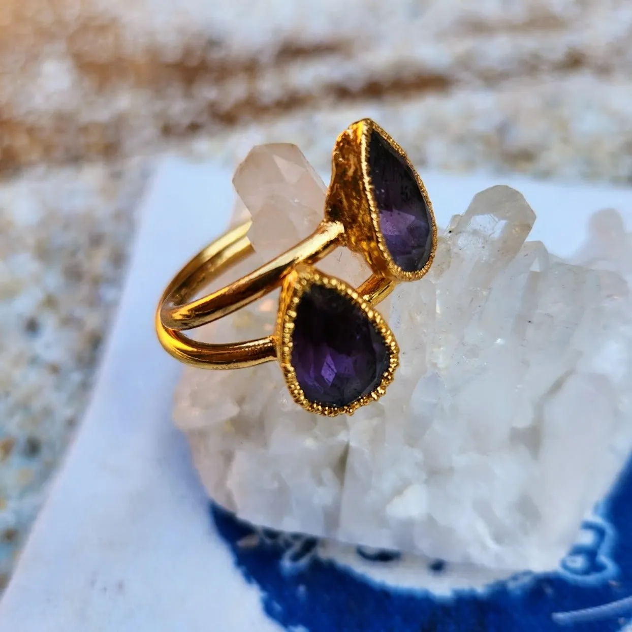 PURPLE HUES - HANDMADE ELECTROPLATED GOLD / COPPER RING