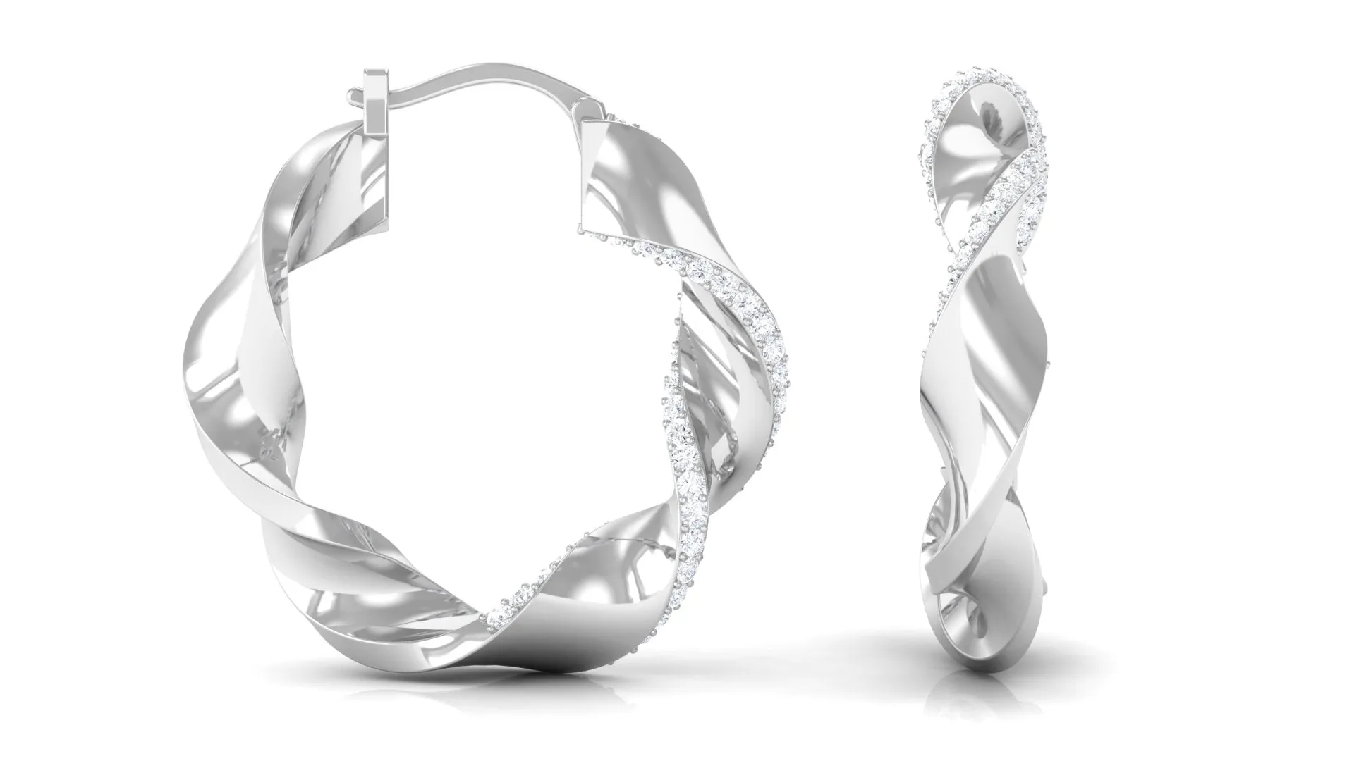 Real April Birthstone Diamond Twisted Hoop Earrings