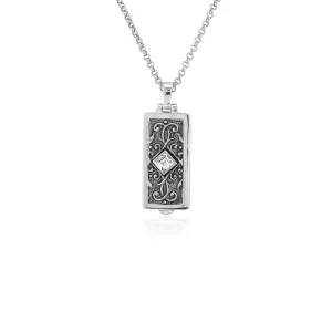 Rectangle Locket with White Topaz