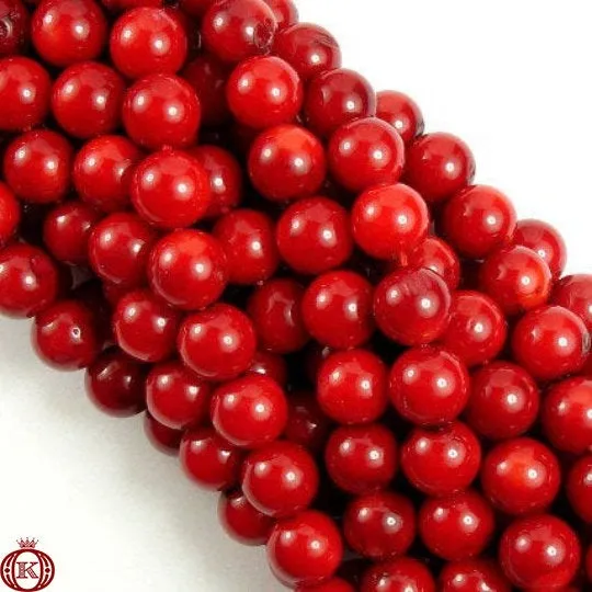 Red Bamboo Coral Beads Smooth Round