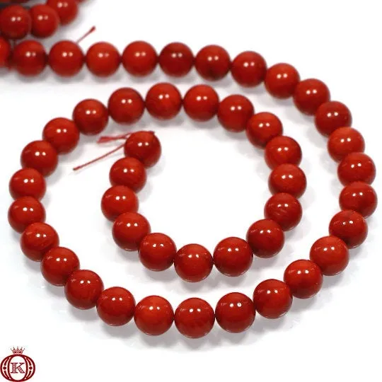 Red Bamboo Coral Beads Smooth Round