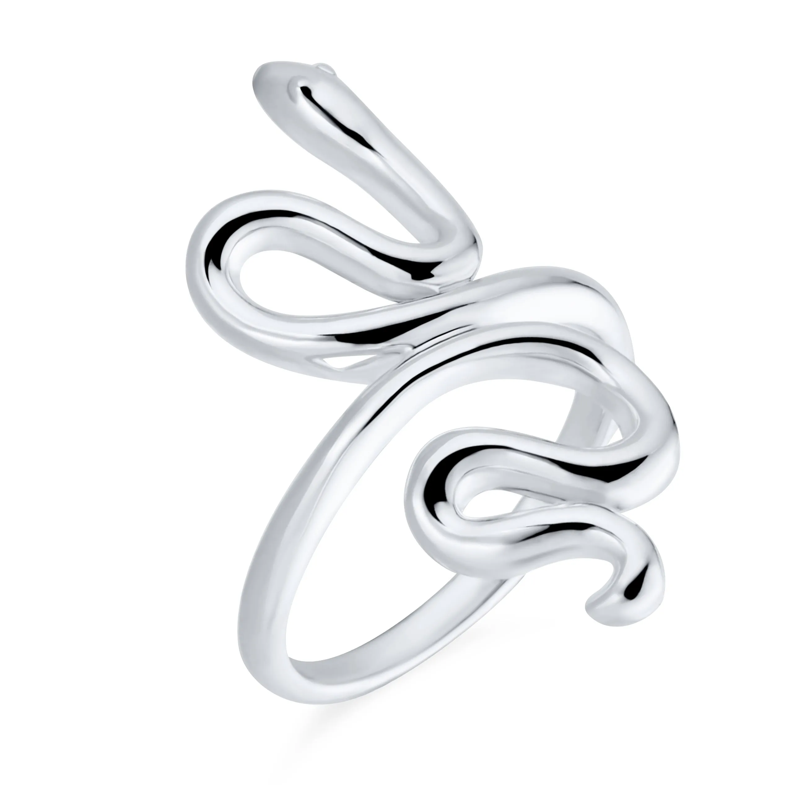 Reptile Egyptian Stack Wrap Coil Snake Serpent Ring Long .925 Silver