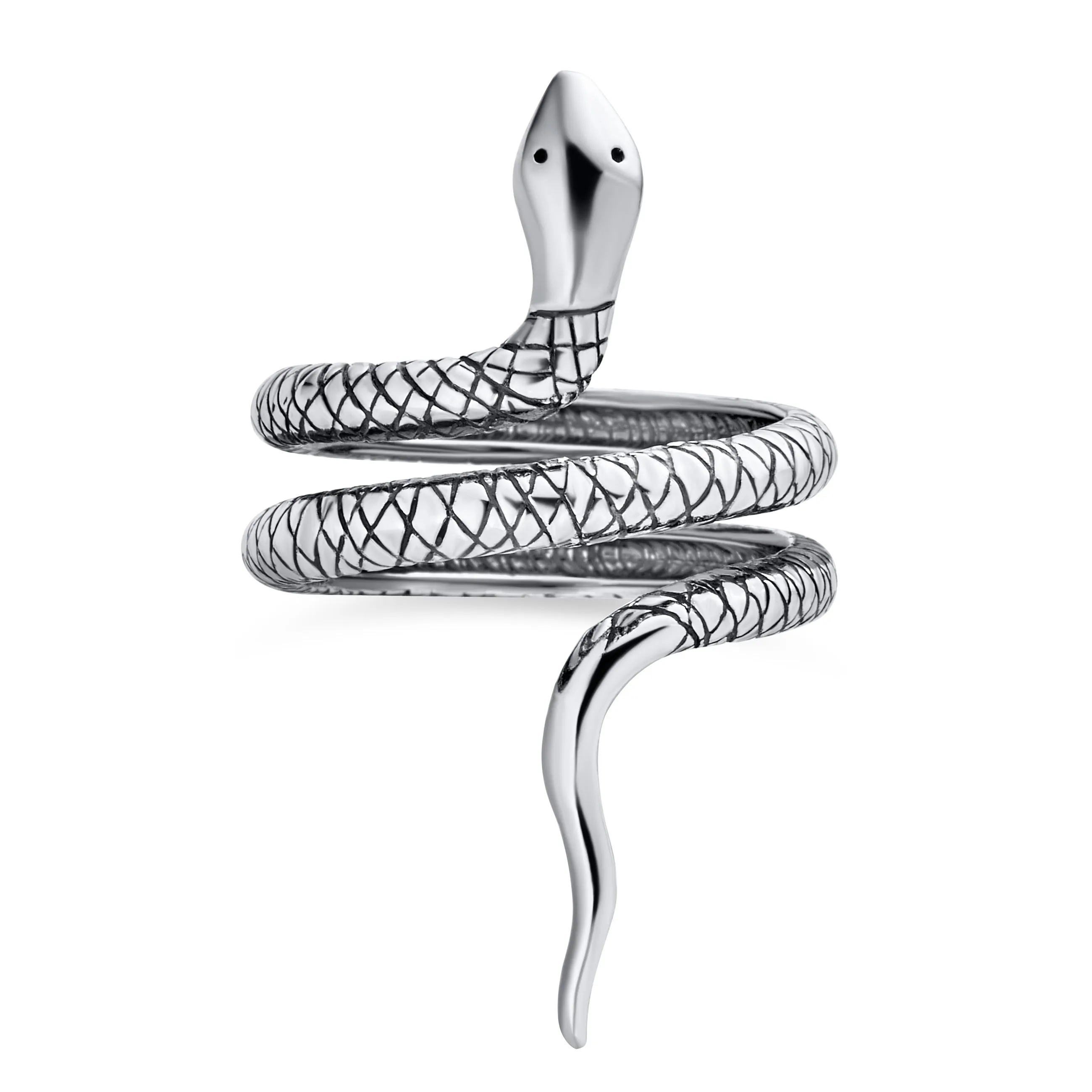 Reptile Egyptian Stack Wrap Coil Snake Serpent Ring Long .925 Silver