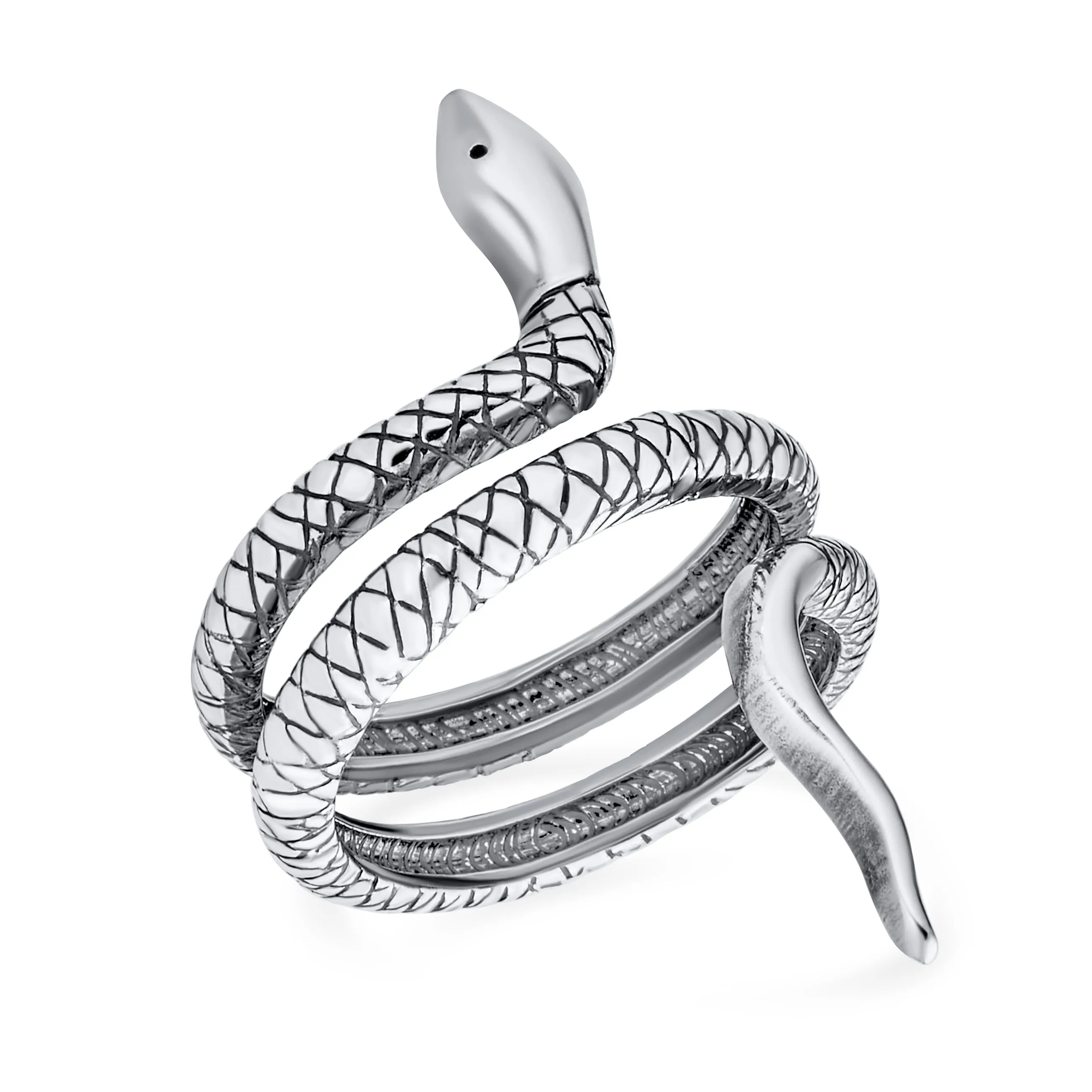 Reptile Egyptian Stack Wrap Coil Snake Serpent Ring Long .925 Silver