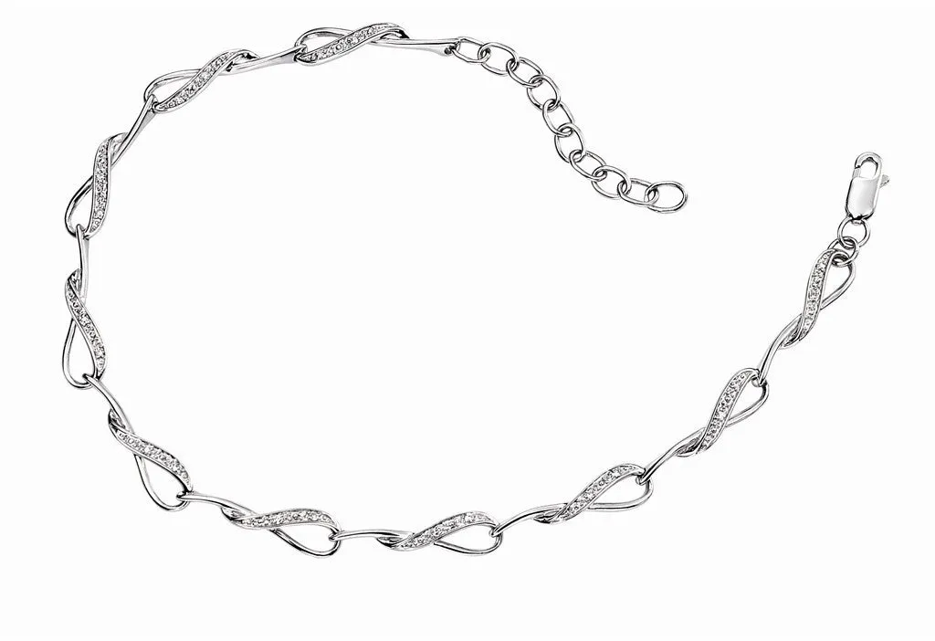 ROBERT OPENSHAW 9CT WHITE GOLD LOOP LINK DIAMOND BRACELET GB390