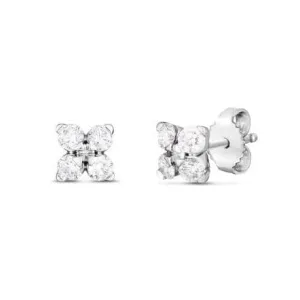 Roberto Coin Princess Flower 18K White Gold Diamond Flower Stud Earrings