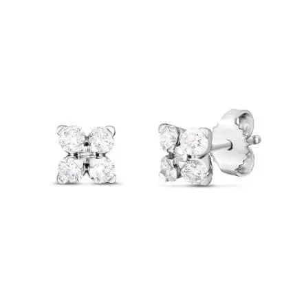 Roberto Coin Princess Flower 18K White Gold Diamond Flower Stud Earrings